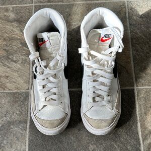 Nike White and Black High-Top Sneakers